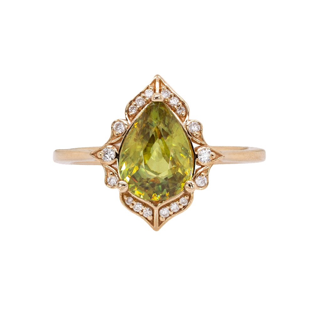 2cts Sphene Ring In Solid 14k Gold With Natural Diamond Accents 992$
